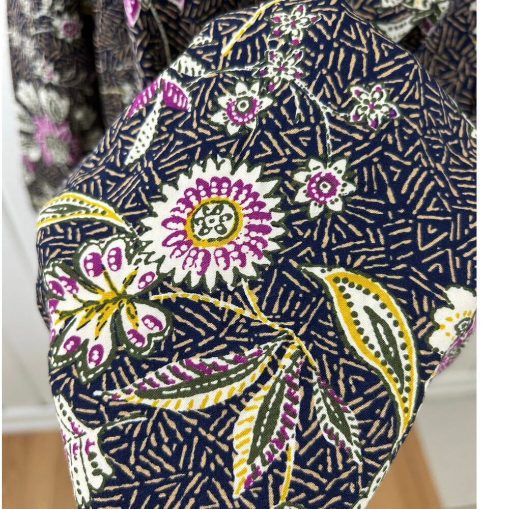 Old Navy Floral Boho Peasant Top Large Purple Long Sleeve Tunic Blouse - Picture 3 of 8
